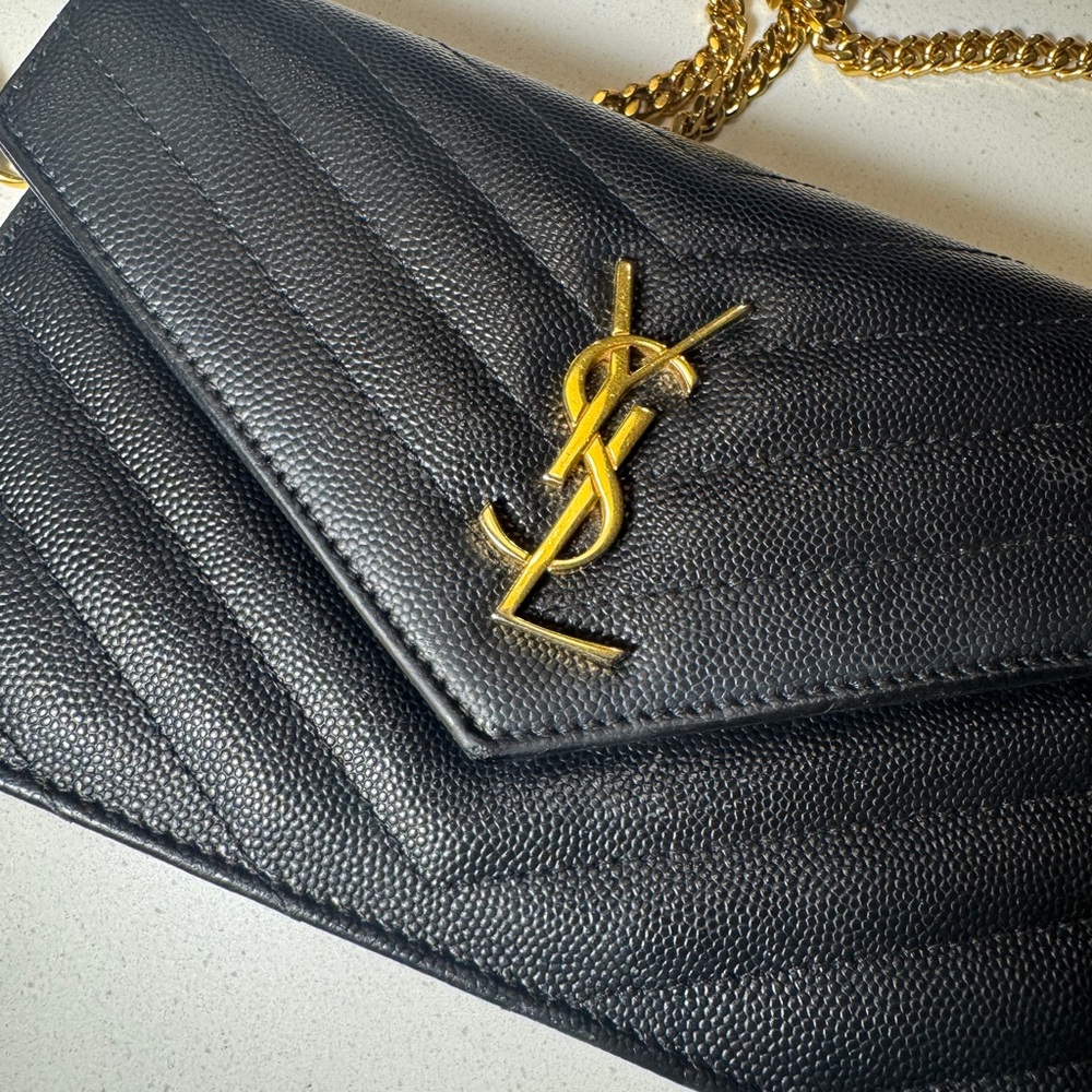 Yves Saint Laurent Black Crossbody with Gold Chain - Picture 2 of 12
